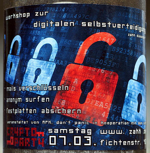 © www.linux-praktiker.de: Aufkleber: Cryptoparty